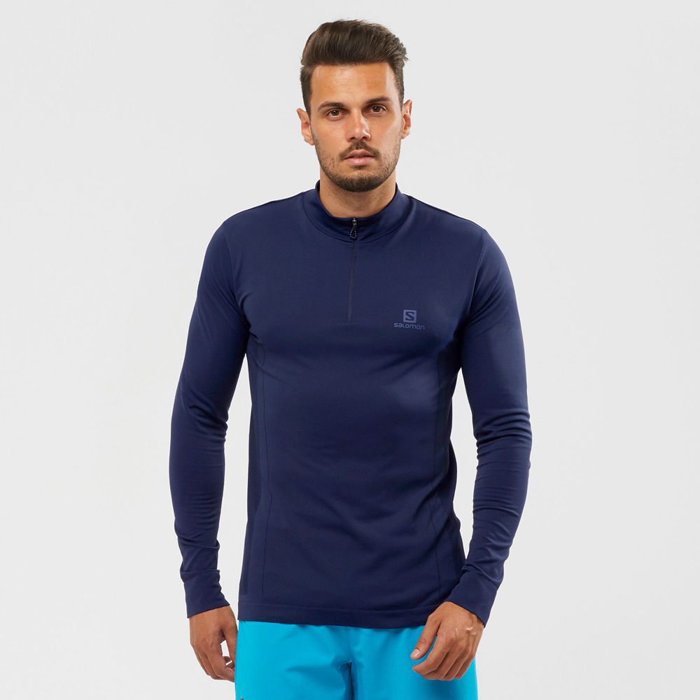 Vestes Imperméables Salomon Homme Bleu Marine - Salomon ESSENTIAL SEAMLESS - France (2431-GZCLT)